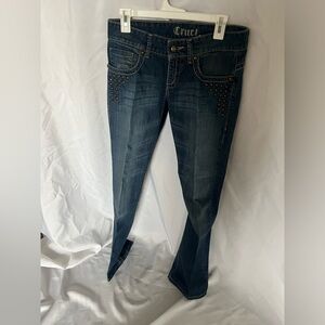 EUC Cruel Keri Studded Low Rise Boot Cut Denim Jeans, 7 Regular